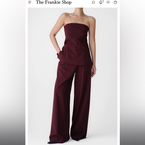 NWT The Frankie Shop Abbie Strapless Top in Burgundy - Picture 3 of 7